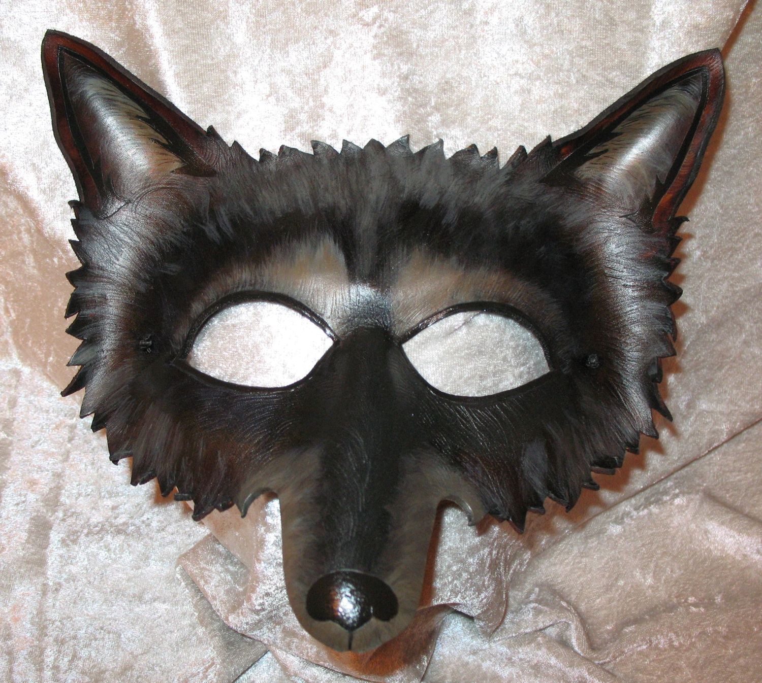 Black and tan wolf mask.