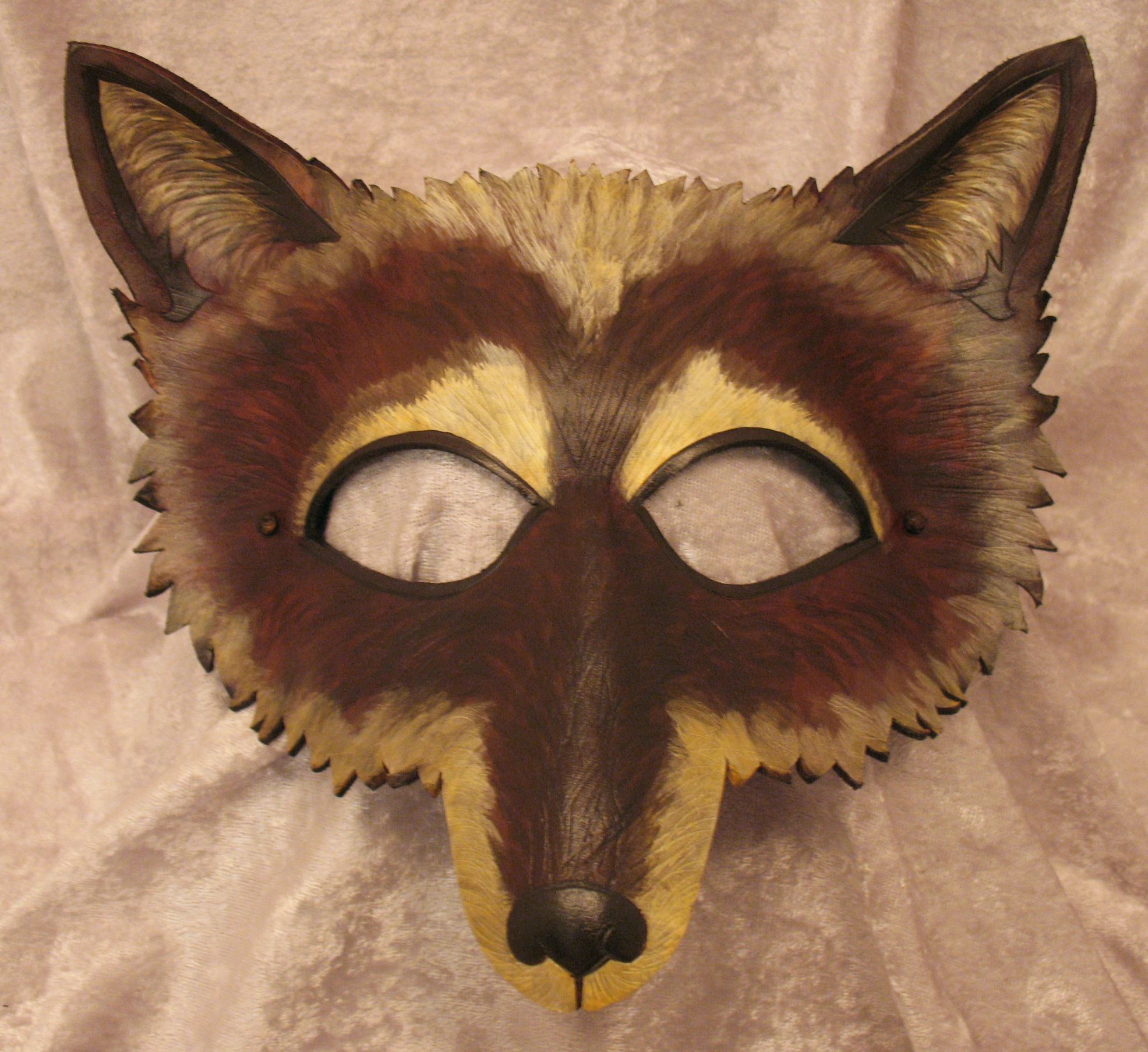 Cinnamon brown & tan wolf mask.